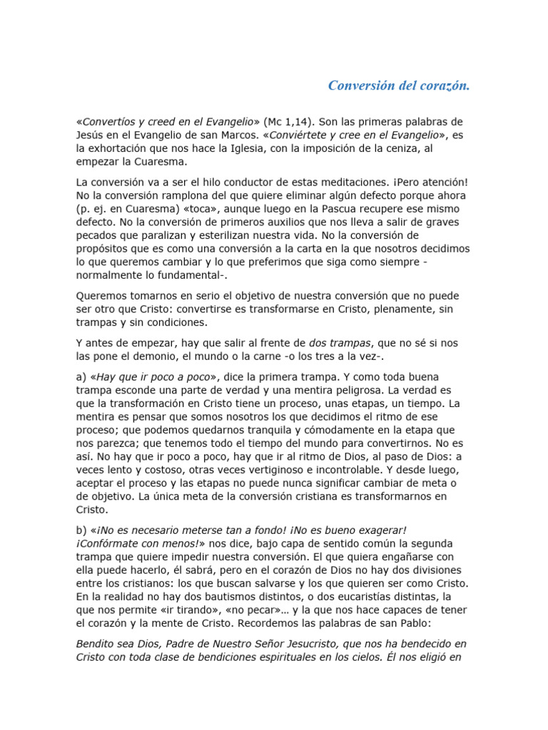 Conversión del Corazón en Cristo | PDF | Pecado | Cristo (título)