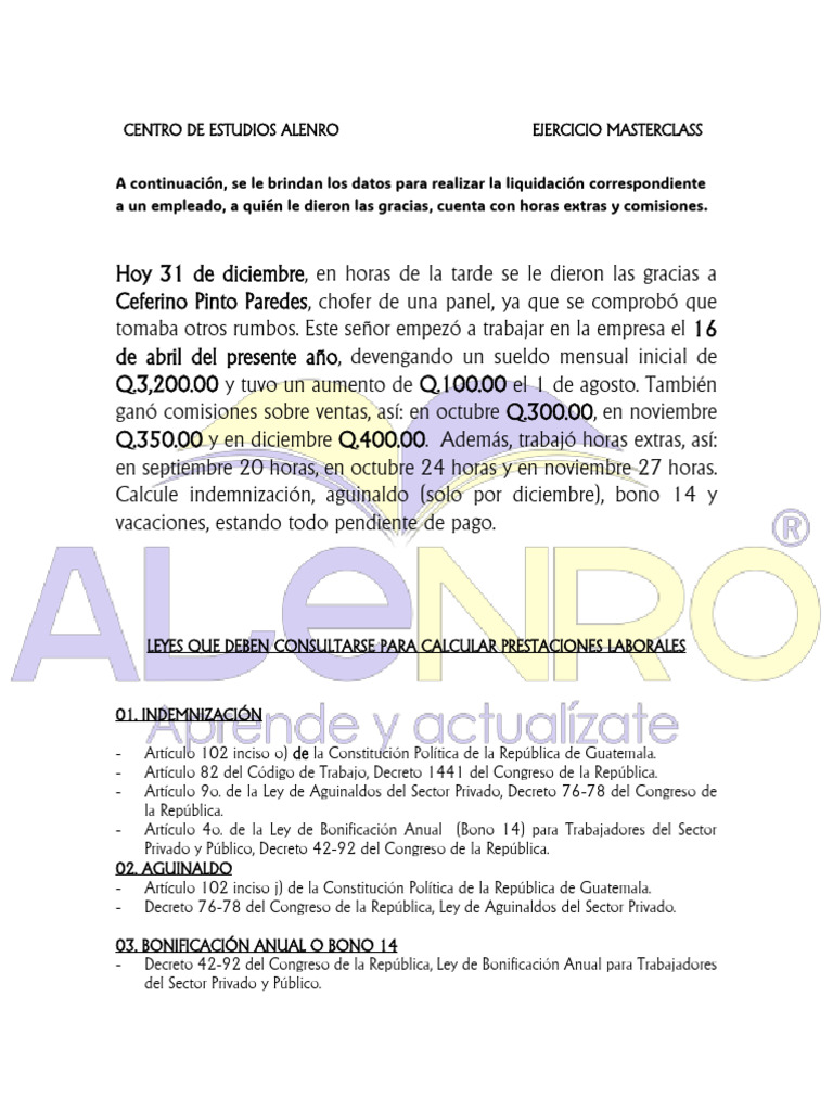 Cálculo de Aguinaldo y Bono 14 en Guatemala | PDF