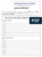 Avaliação de Matemática 8 Pontos 18-03-24 - 4º Ano 1