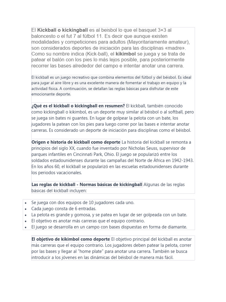 Kickball (Autoguardado) | PDF | Reglas y regulaciones deportivas ...