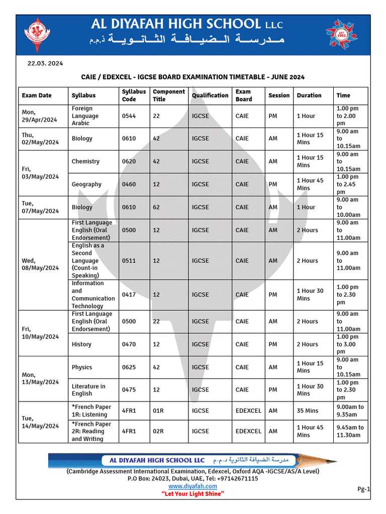 Igcse caie edexcel board examination timetable june2024 5