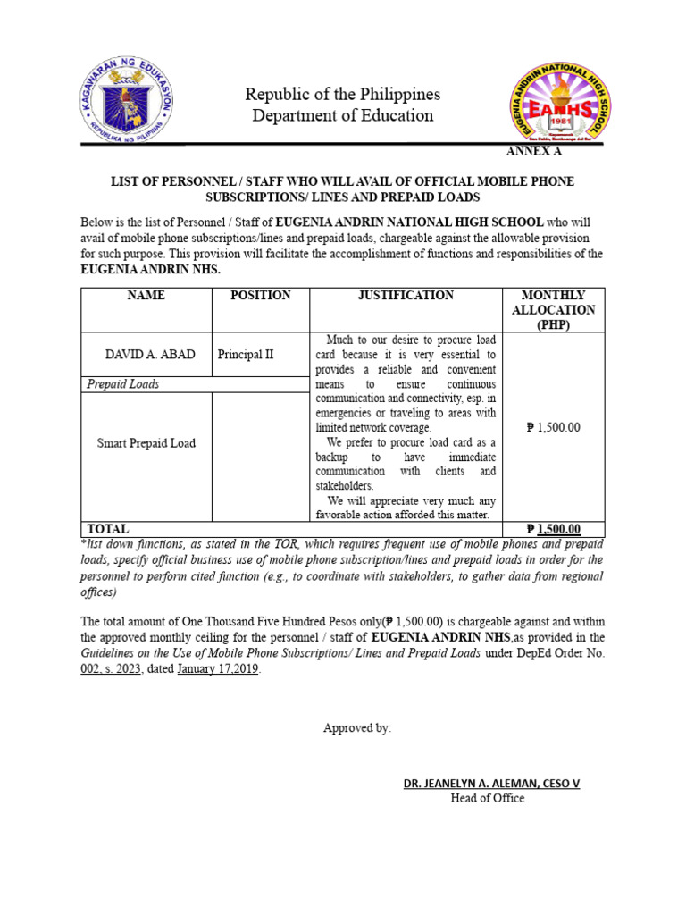 Mobile Phone Subscription List for Staff | PDF | Prepaid Mobile Phone ...