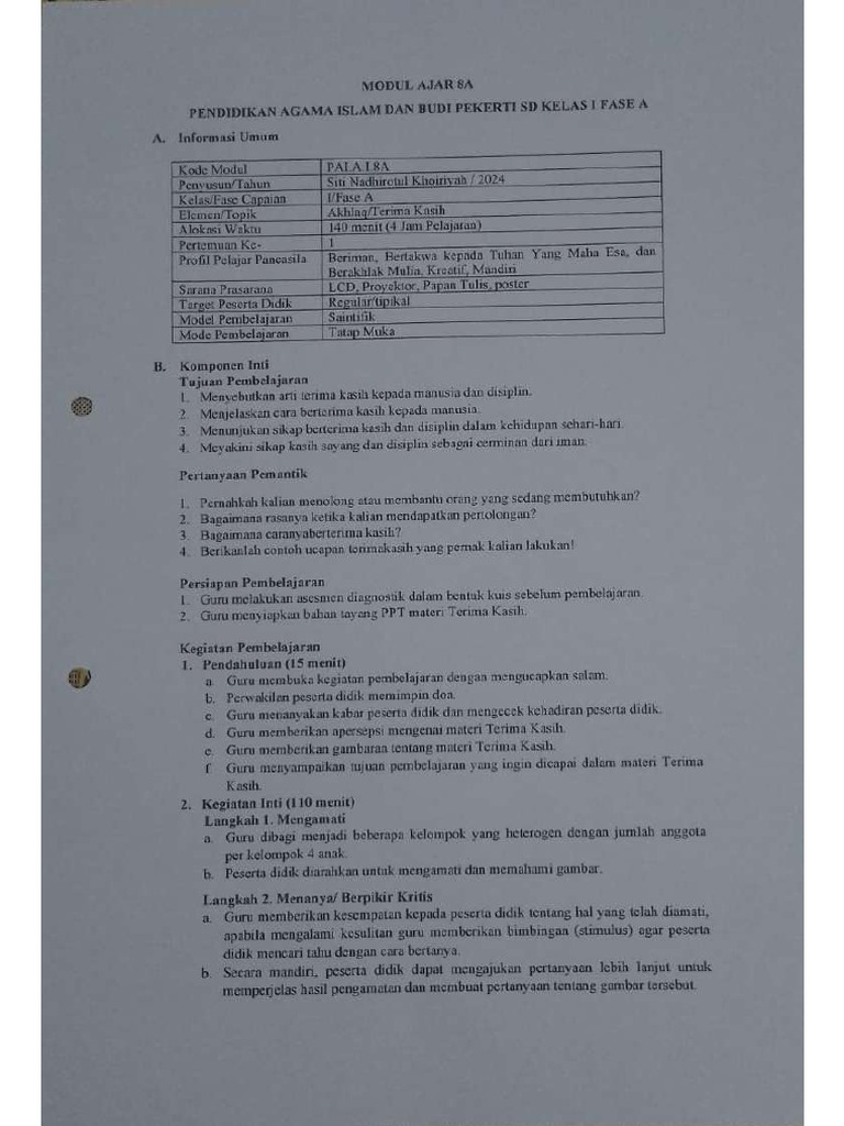 Modul Ajar Pai Kelas 1 Pdf