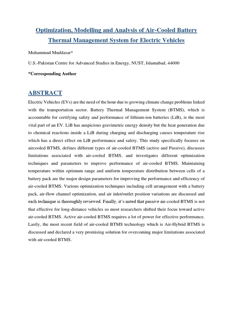 EV Battery Cooling Optimization | PDF | Electric Vehicle | Lithium Ion ...