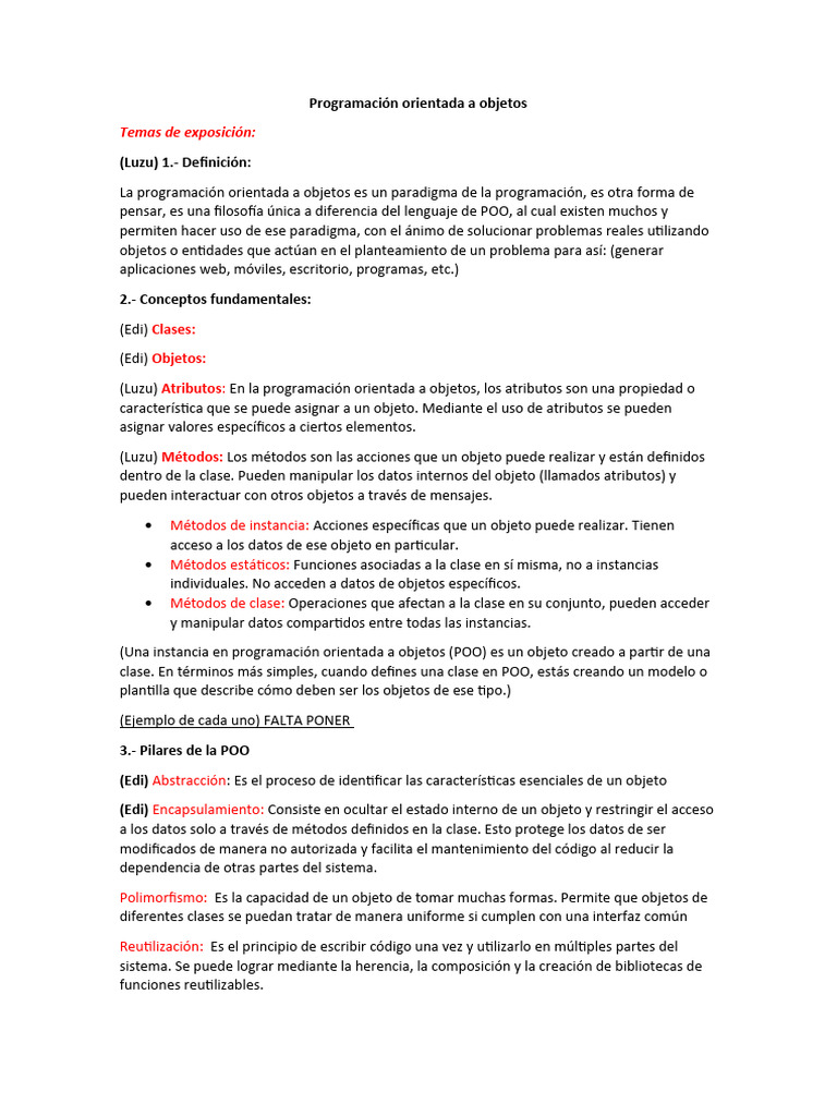 Introducción a la Programación Orientada a Objetos | PDF | Objeto ...