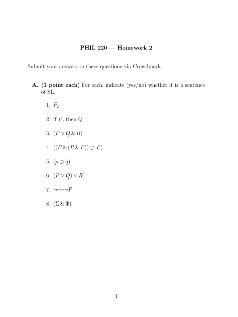 Phil 220 hw2 | PDF | Mathematics | Metalogic