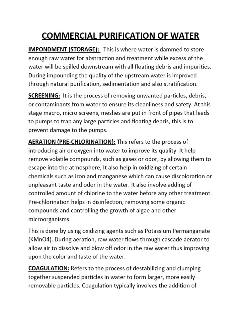 Commercial Water Purification Process | PDF | Water Purification | Water