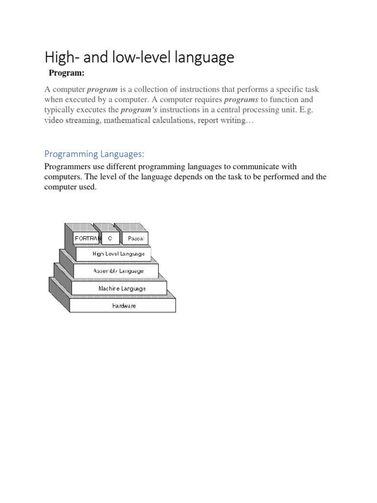 T.high and Low Level Languages | PDF | Assembly Language | Computer ...