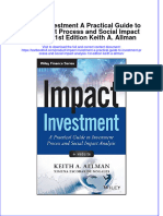 Impact Investment A Practical Guide To Investment Process and Social Impact Analysis 1st Edition Keith A. Allman