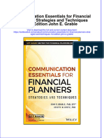 (Download PDF) Communication Essentials For Financial Planners Strategies and Techniques 1St Edition John E Grable Online Ebook All Chapter PDF
