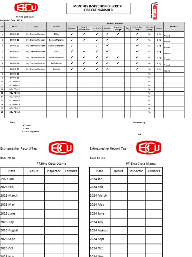 Form Bulanan Apar BCU | PDF | Fire Protection | Emergency Services