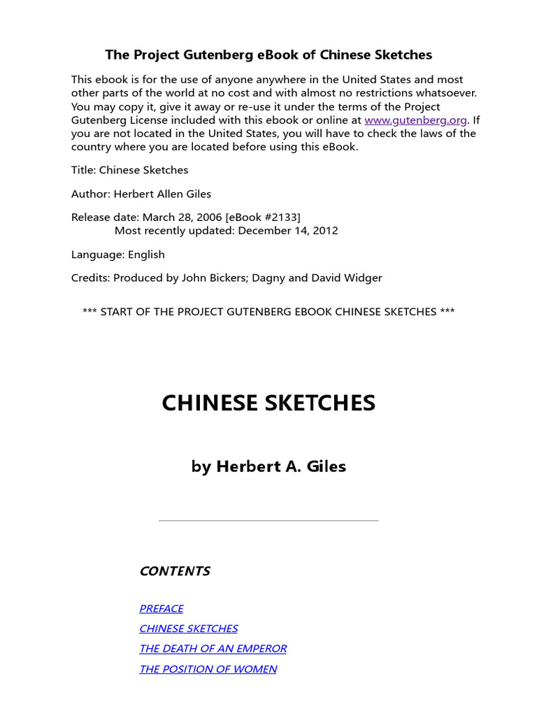 Chinese Sketches By Herbert A Giles Pdf Dentistry Translations