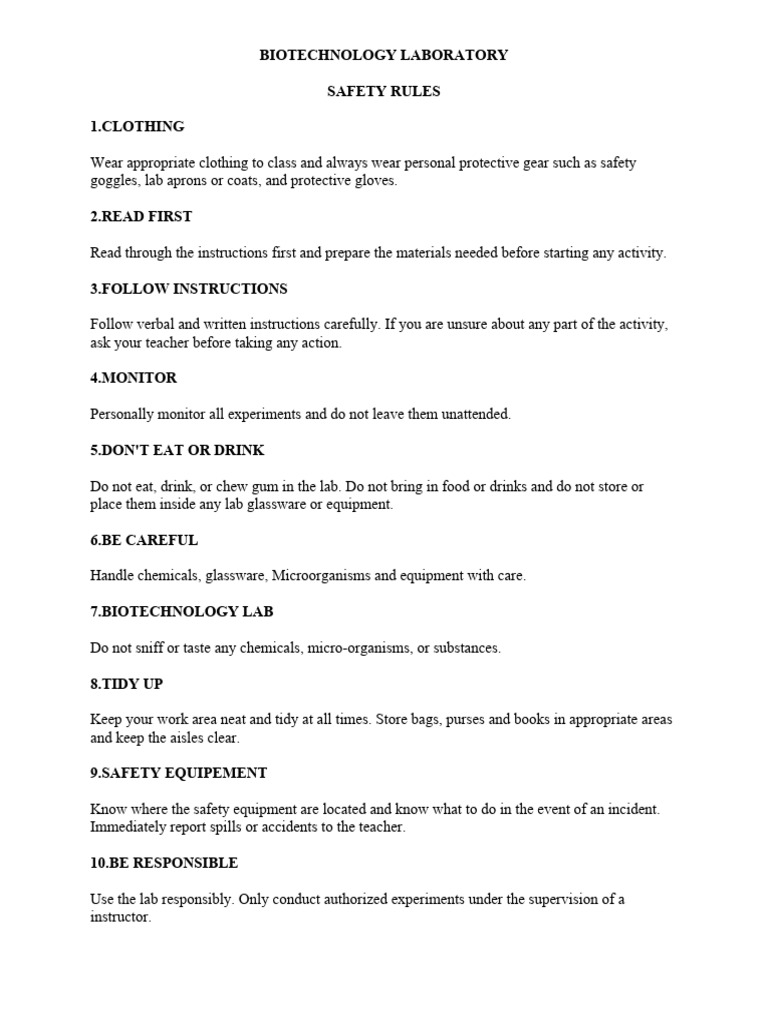 State Two Laboratory Safety Rules Associated With Gas Preparation