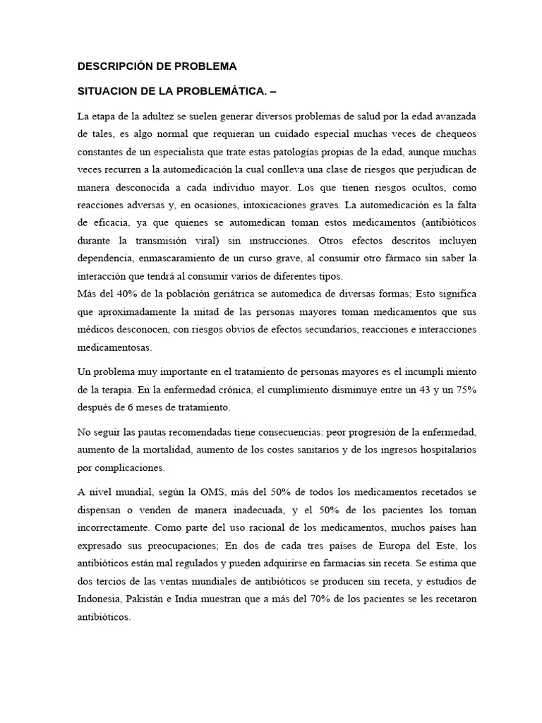 Situacion de La Problemática Estesi | PDF | Medicamentos con receta | Vejez