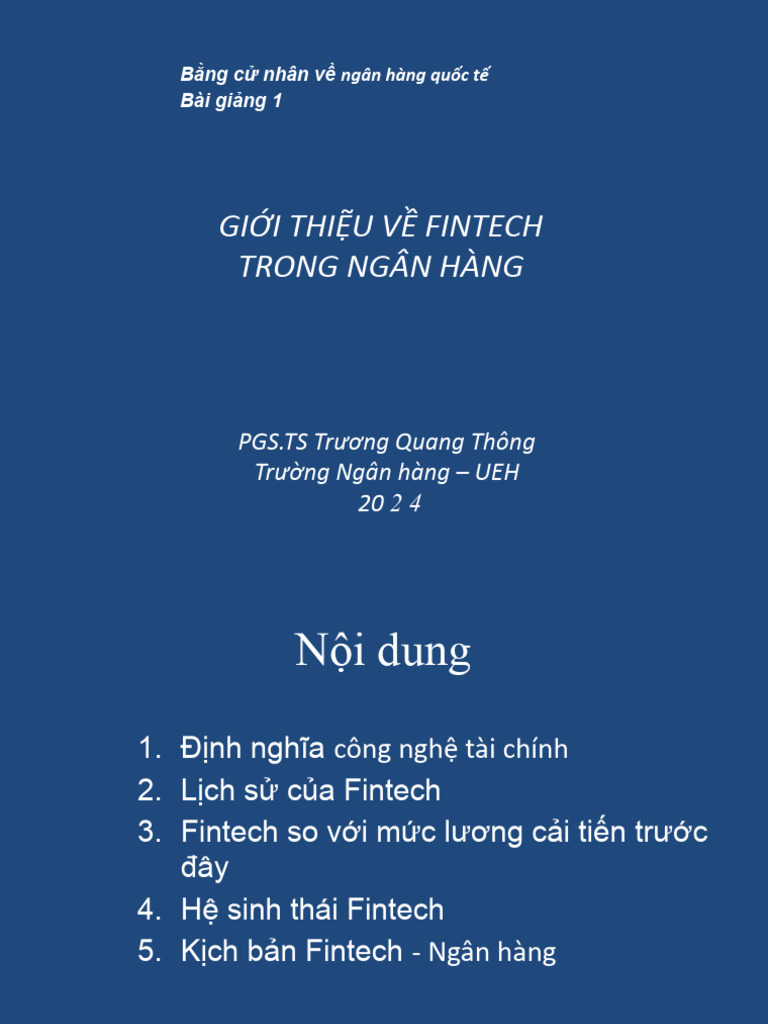 Lecture 1 Overview On Fintech 1 Pdf