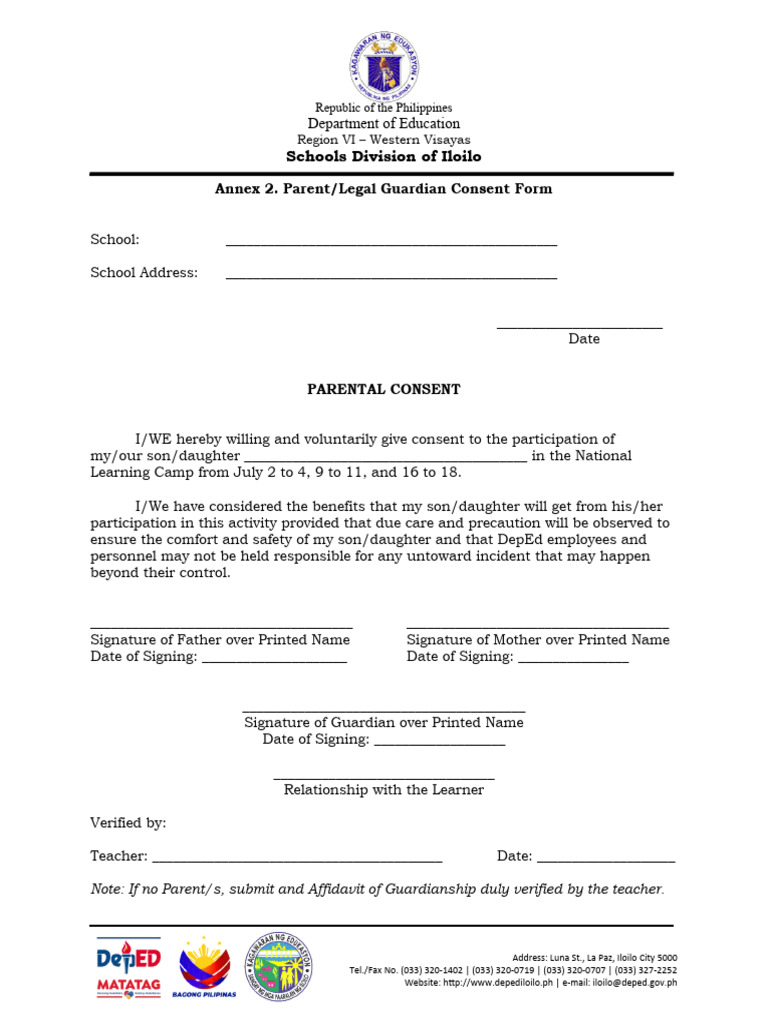 Annex 2 Parent Consent Form | PDF