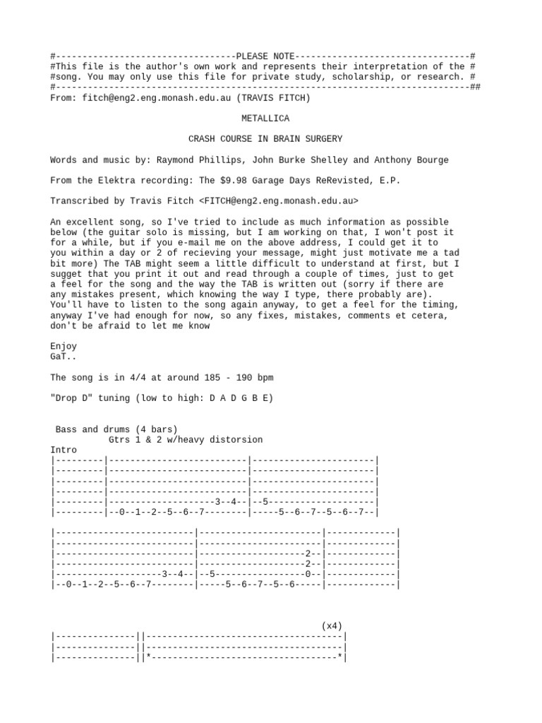 crash_course_in_brain_surgery PDF Musicology