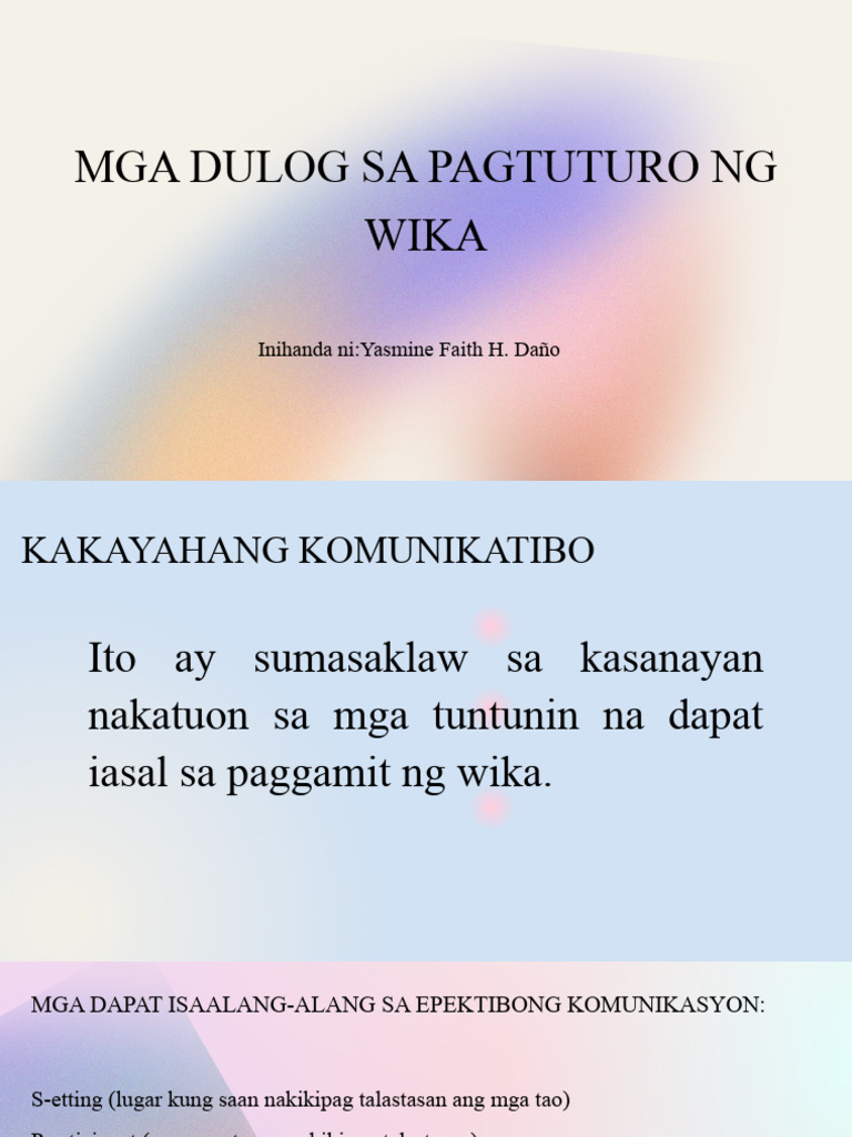 Mga Dulog Sa Pagtuturo NG Wika | PDF