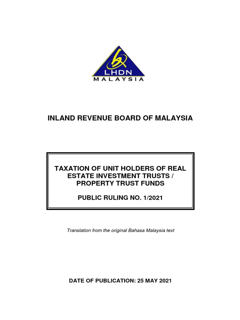PR 01 2021 Unit Holders of REIT PDF Real Estate Investment