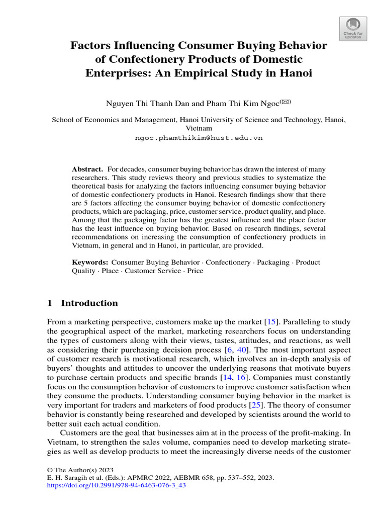 Factors Influencing Consumer Buying Behavior Of Co Download Free Pdf