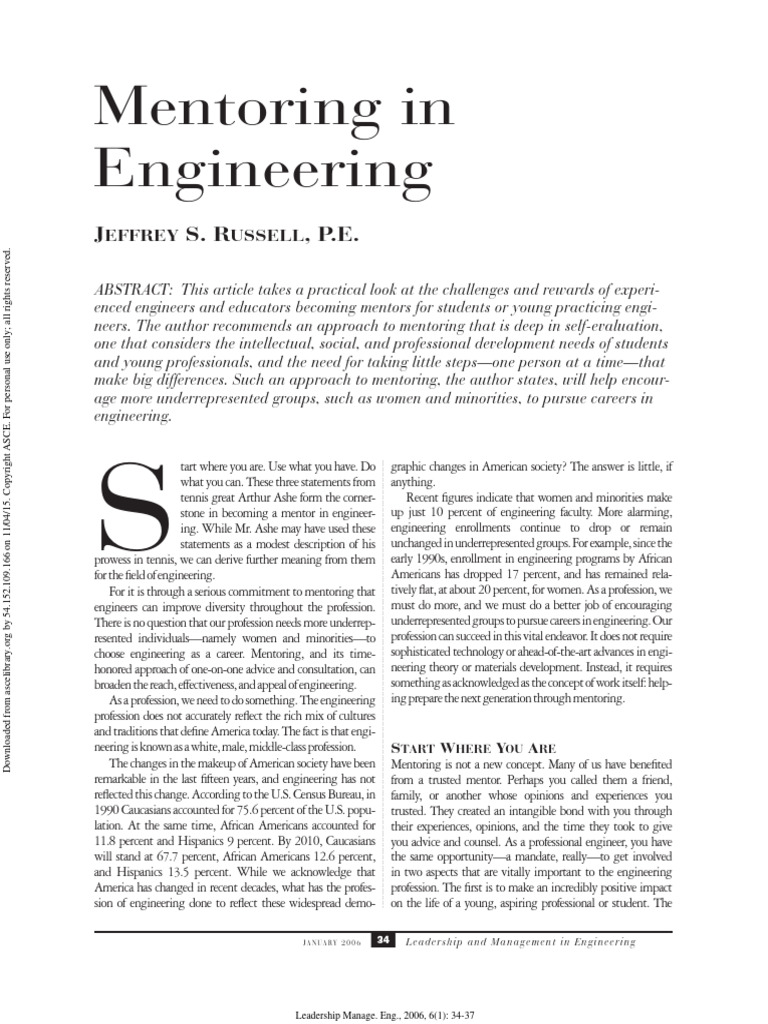 Mentoring in Engineering | PDF | Mentorship | Race And Ethnicity In The ...