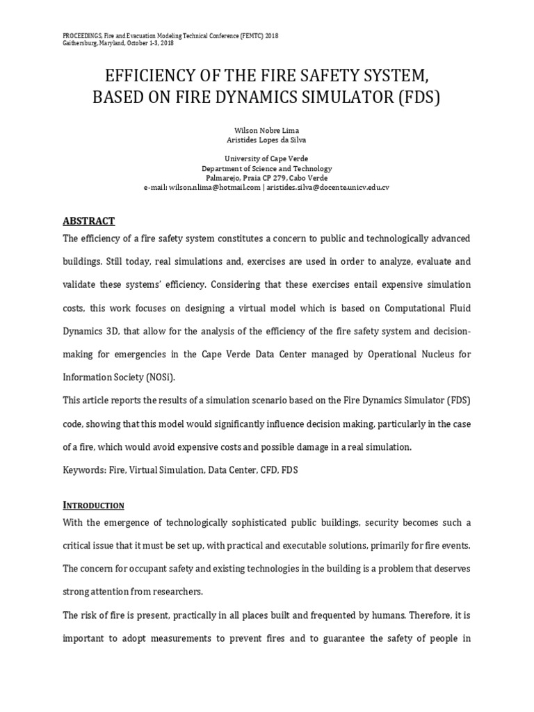 Efficiency of The Fire Safety System Bas | PDF | Gases | Simulation
