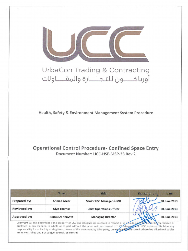 Confined Space Entry Procedure Pdf