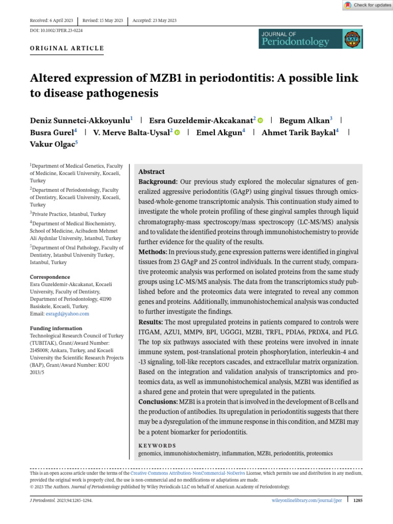 Journal of periodontology 2023 sunnetci akkoyunlu altered