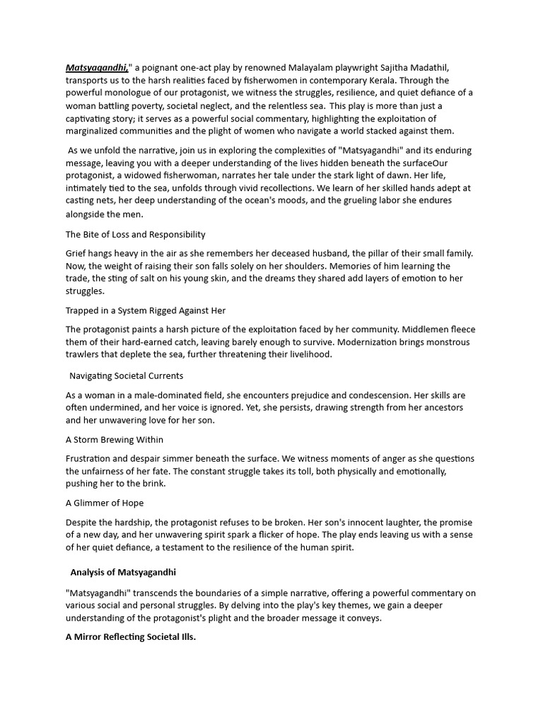 Matsyagandhi | PDF | Psychological Resilience | Sea