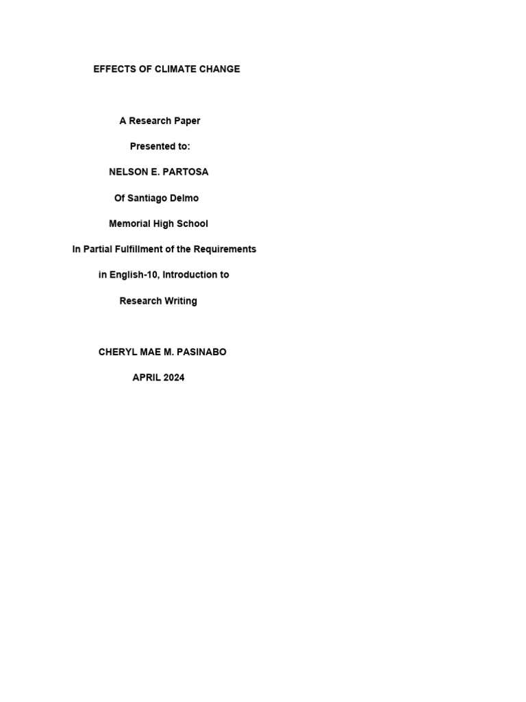 Climate Change Effects Research Paper | PDF | Language Arts ...