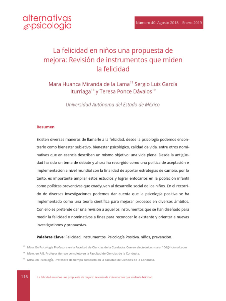 Medición de la felicidad en niños | PDF | Felicidad | Psicologia POSITIVA