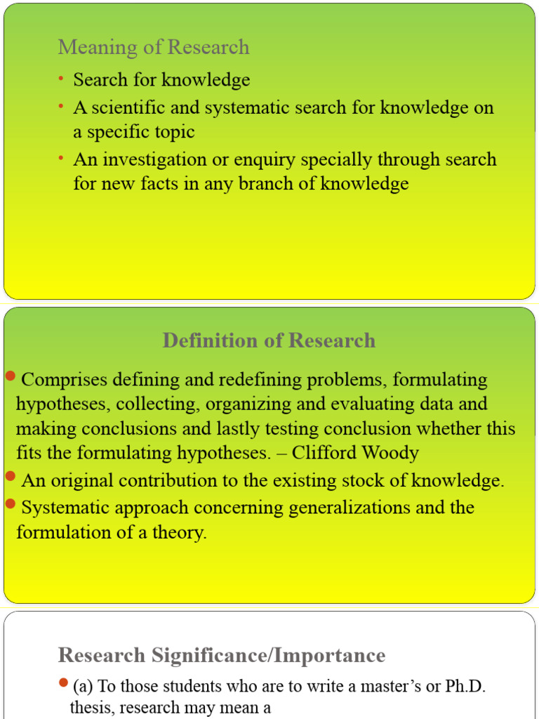 Understanding Research Definitions Types Pdf Methodology