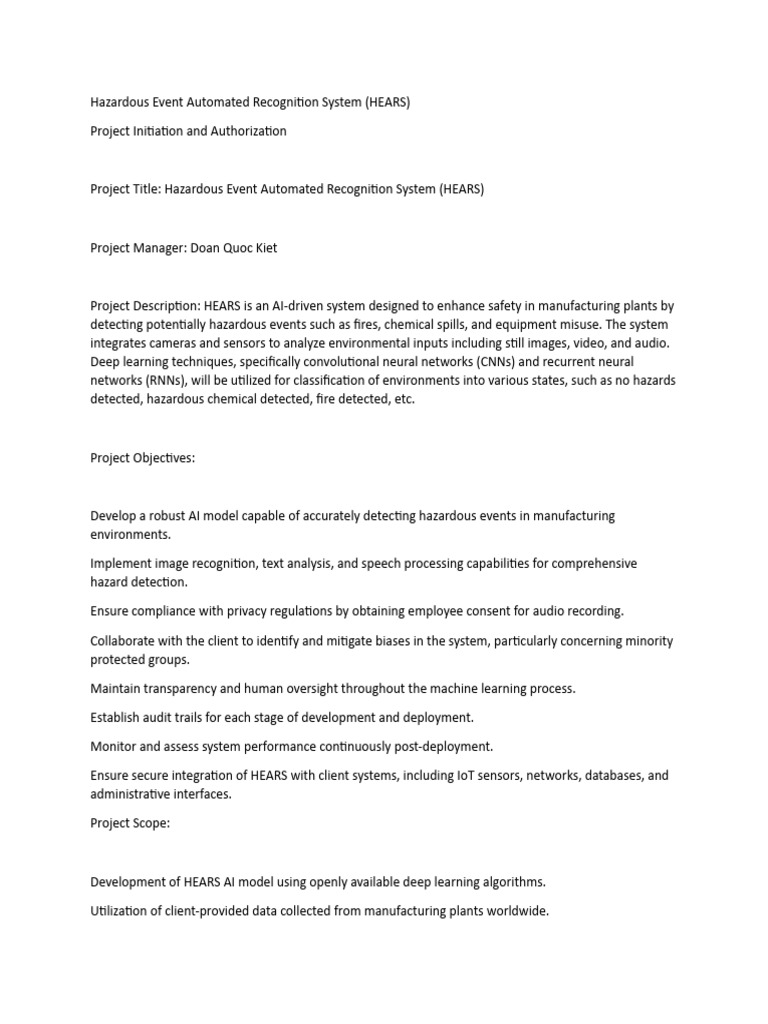 HEARS: AI for Hazard Detection in Manufacturing | PDF | Artificial ...