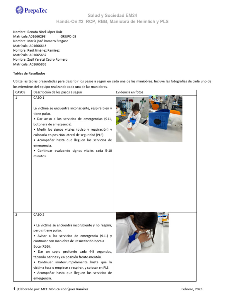 HANDS-ON+2 Primeros+Auxilio TABLAS+RESULTADOS EM24 | PDF | Reanimación ...