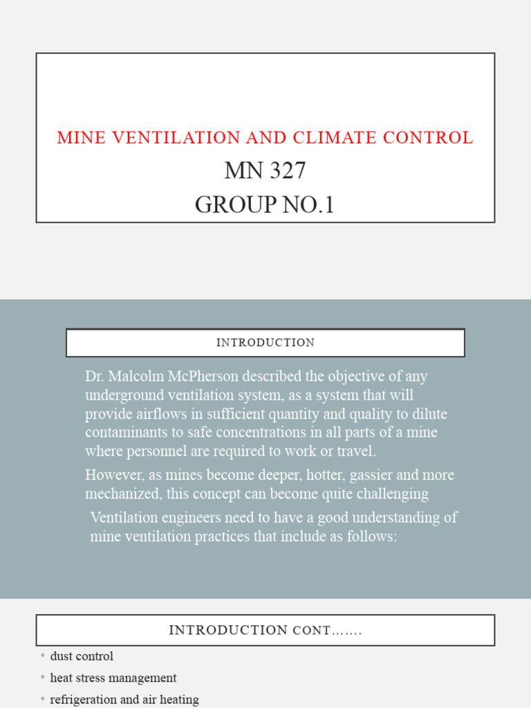Mine Ventilation and Climate Control Guide | PDF | Ventilation ...