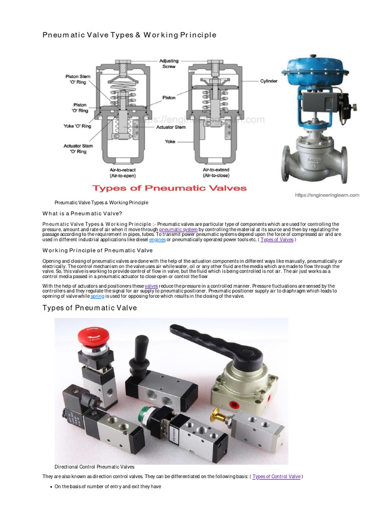 Pneumatic Valve Types & Working Principle PDF Valve Pneumatics