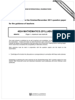 4024 Mathematics (Syllabus D) : MARK SCHEME For The October/November 2011 Question Paper For The Guidance of Teachers