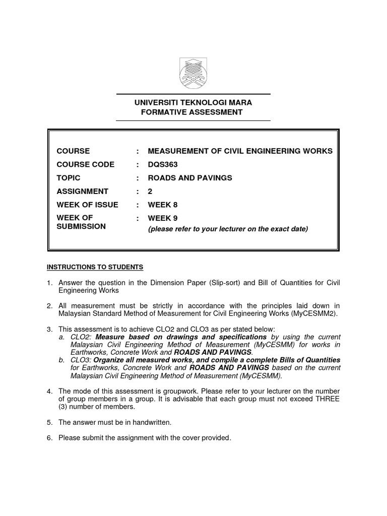 DQS363 - Assign 2 - Roads and Pavings - Jul 24 | PDF | Civil ...