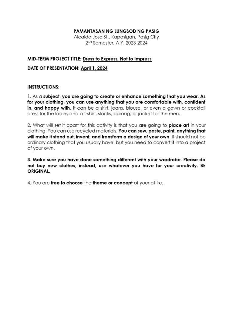 Creative Clothing Project Guidelines | PDF | Clothing | Fashion