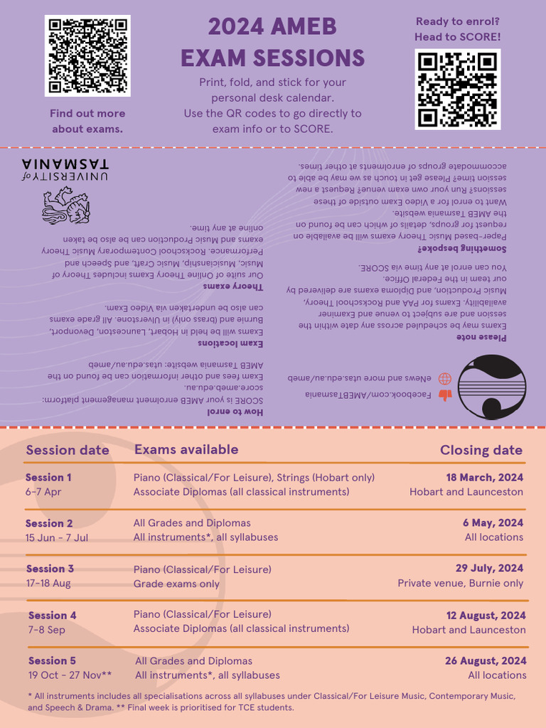 AMEB 2024 Session Dates PDF Musicology