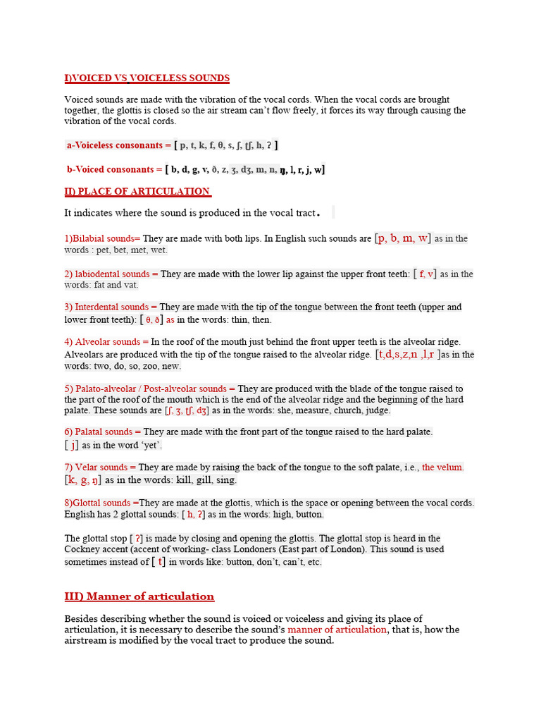 Place of Articulation | PDF | Phonetics | Human Voice