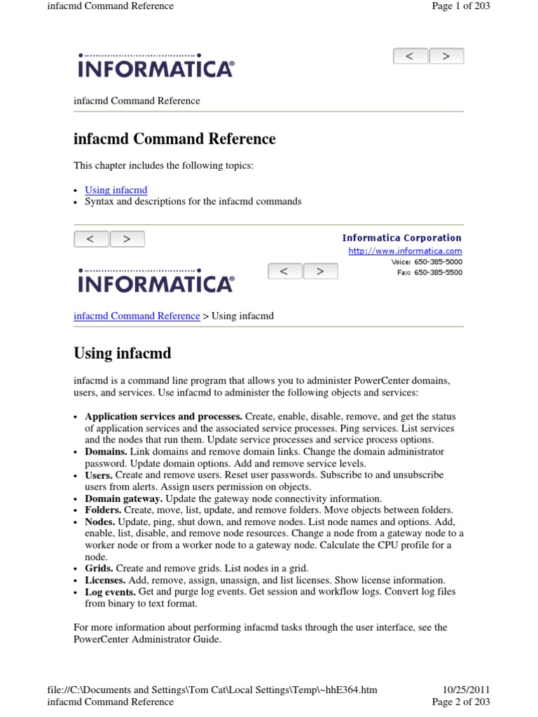 infacmd Command Usage Guide | PDF | Command Line Interface | Domain Name
