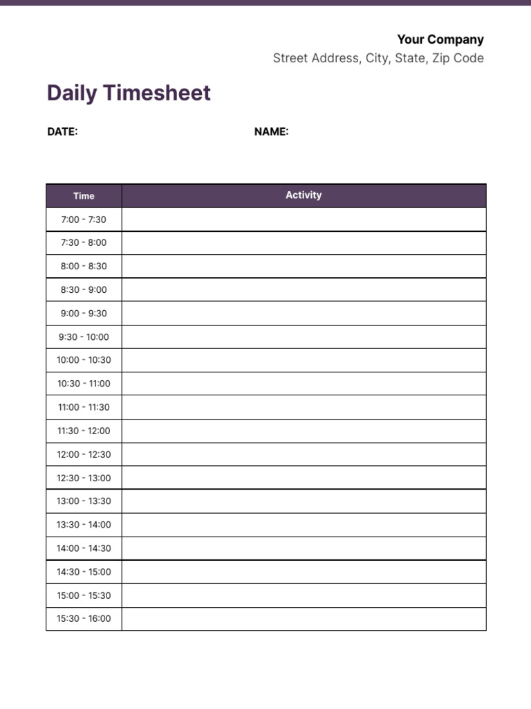 Daily Timesheet | PDF