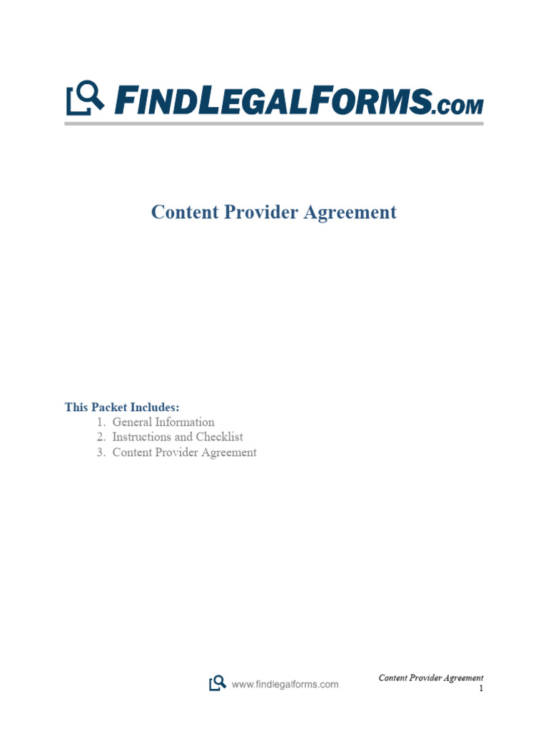 Content Provider Agreement | PDF | Legal Liability | Breach Of Contract