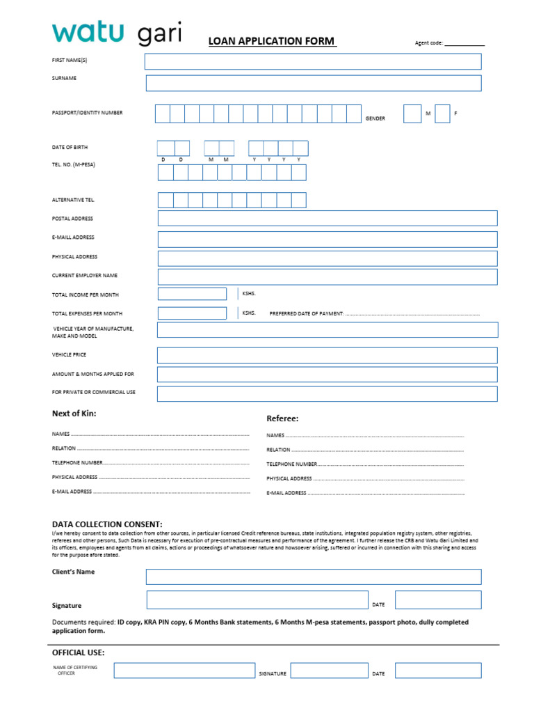Vehicle Loan Application Form | PDF
