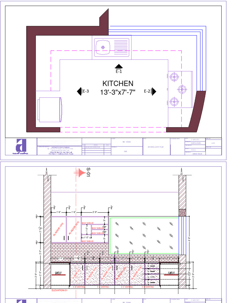 Kitchen Layout and Elevation Plans | PDF | Architect | Design