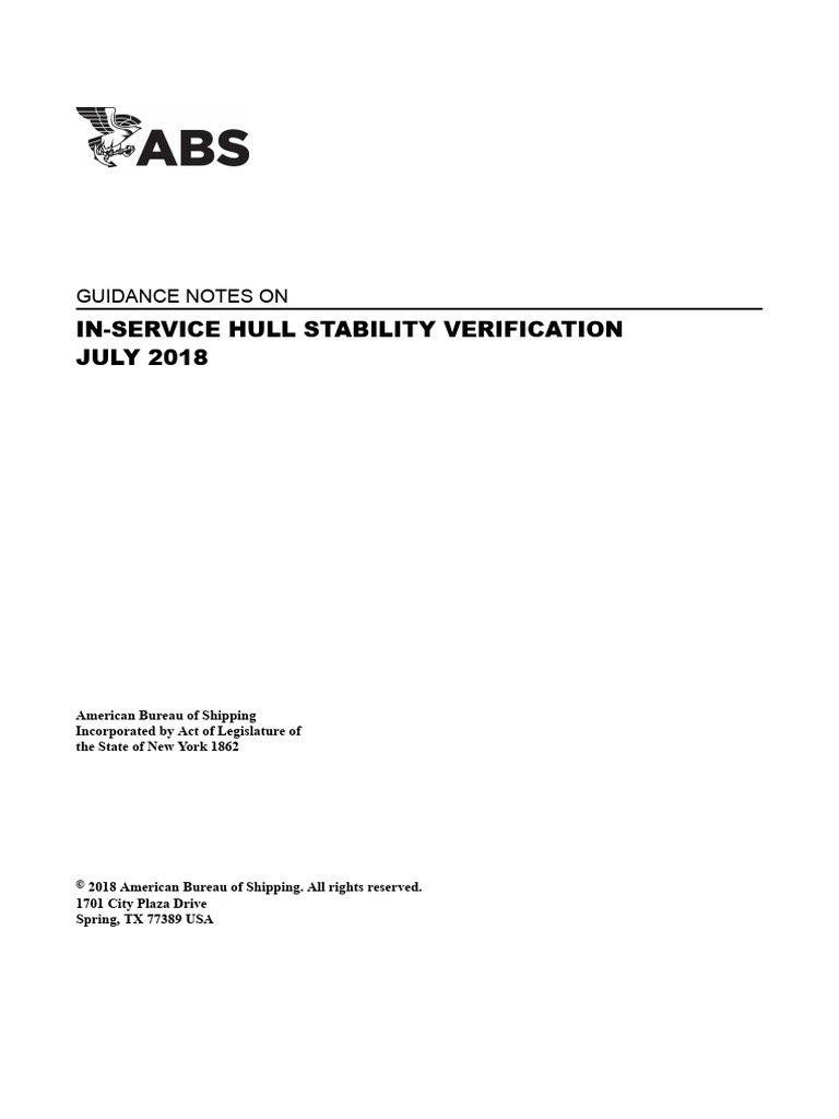 Abs InService Hull Stability Verification 2018 Download Free PDF