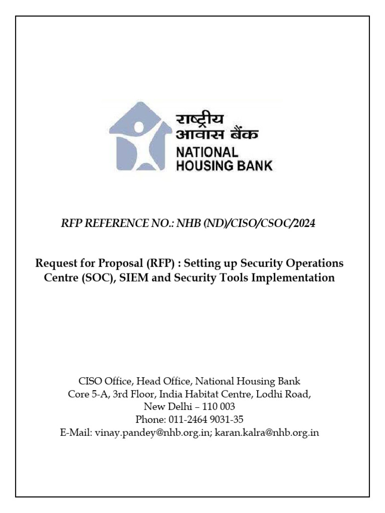 RFP for Security Operations Centre Setup | PDF | Computer Security ...