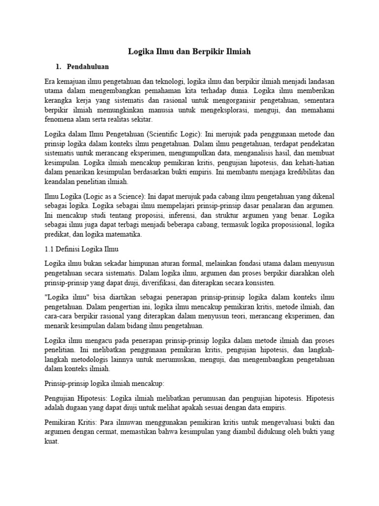 Logika Ilmu Dan Berpikir Ilmiah Pdf Sains Matematika Komputer