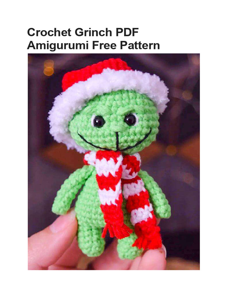 Free Crochet Grinch Amigurumi Pattern | PDF | Yarn | Embroidery
